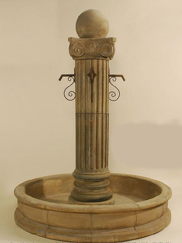 Pantheon Outdoor Cast Stone Garden Fountain W/ Ball For Rustic Spouts Fountain Tuscan